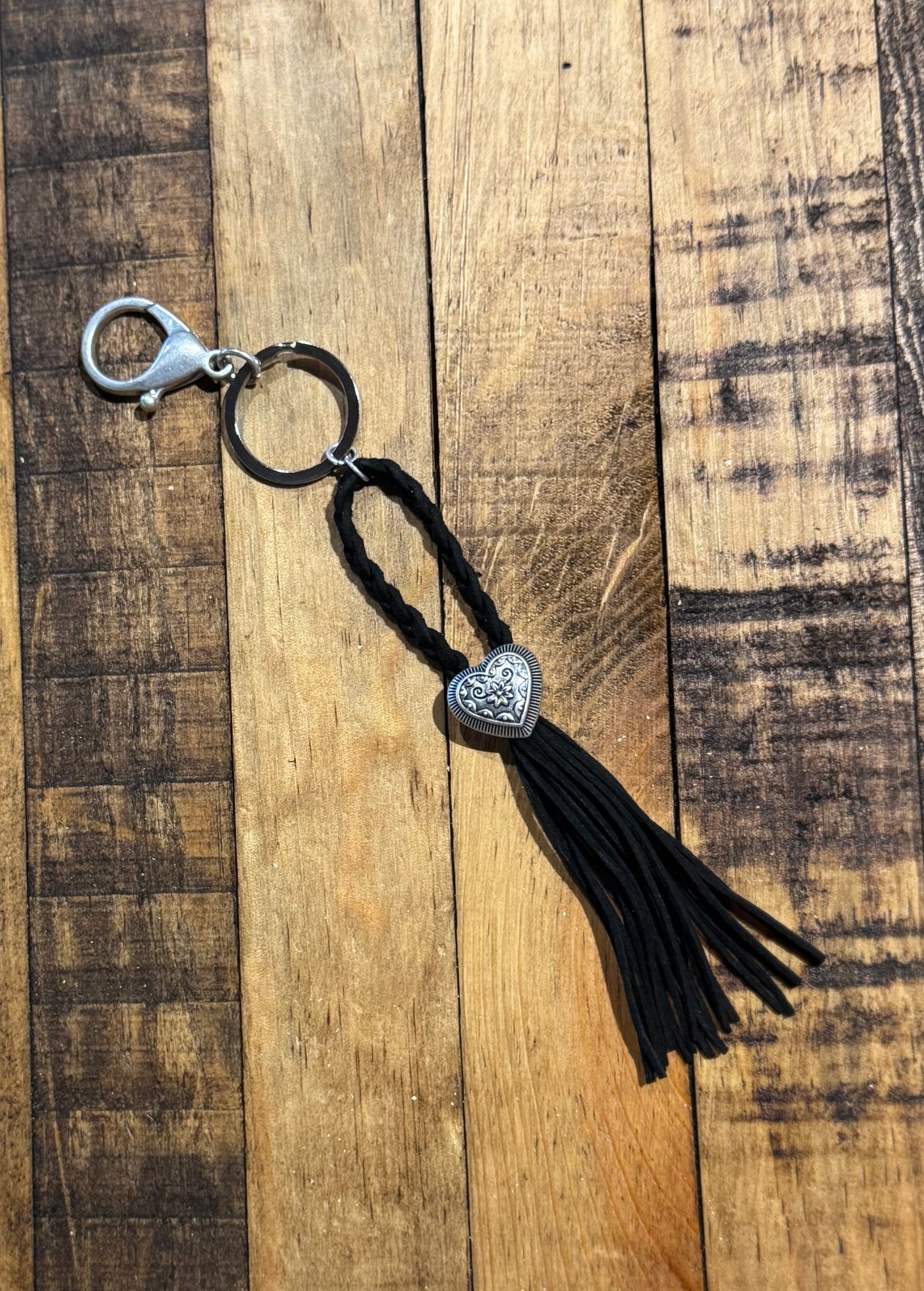 Brown Tassel Keychain - heart