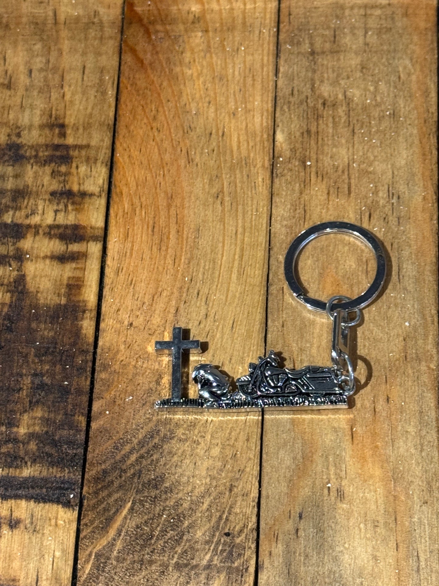 Praying Biker Keychain
