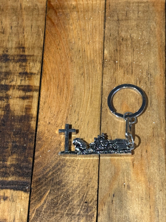 Praying Biker Keychain