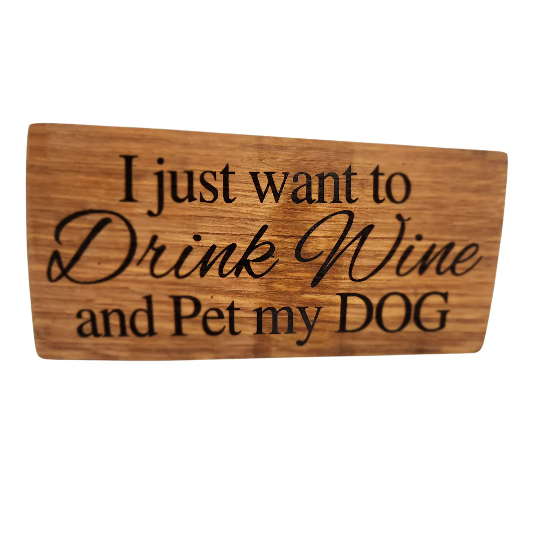Whiskey and Wine Designs Wine Block Signs with Punny Scripts Made from Wine Barrel Staves
