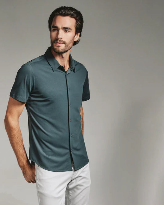 7 Diamonds Petrol Navy Aldridge Short Sleeve Shirt
