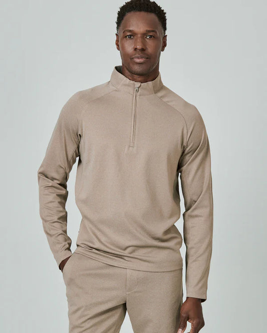7 Diamonds Khaki A Game Quater Zip Pullover