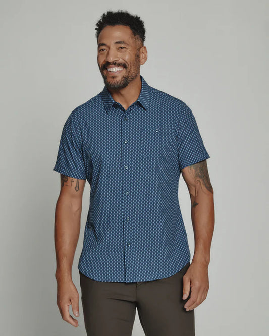 7 Diamonds Weston Short Sleeve Shirt Navy