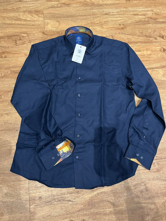 Avenue21 Long Sleeve Button Up Navy/Orange